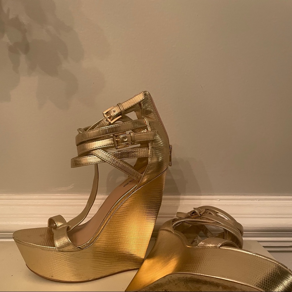 Gold Bebe High Wedges